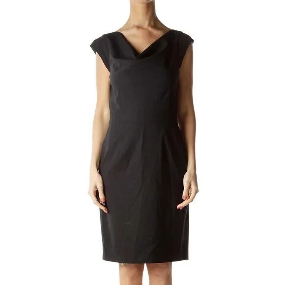 Banana Republic Black Cowl Neck Wool Dress - Picture 1 of 3